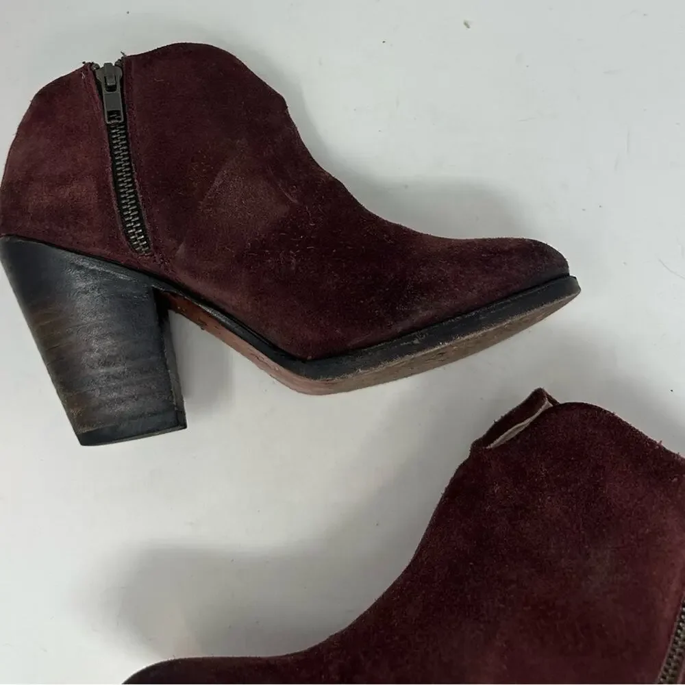 Freebird By Steven Womens Detroit Ankle Boots Booties Burgundy Leather Zip 8